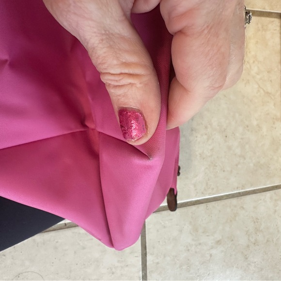 LongChamp LE Pliage Pink Small Nylon Canvas & Leather Trim Tote Travel Bag π - Picture 14 of 17